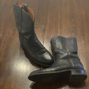 Smooth Ostrich Black Lucchese 2000 Ropers